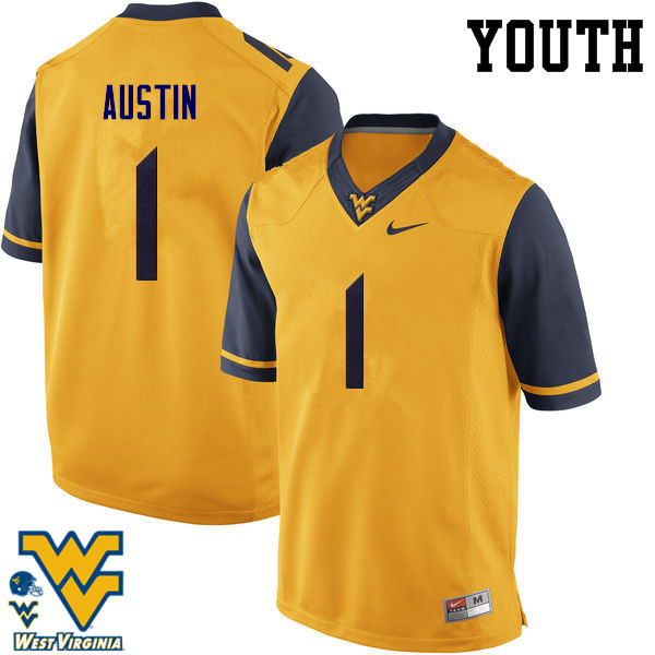 NCAA Youth Tavon Austin West Virginia Mountaineers Gold #1 Nike Stitched Football College Authentic Jersey VJ23J18XS